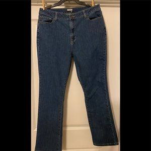 LL Bean Classic Fit Curvy Blue Jeans Womens Size 16 Reg Straight Stretch